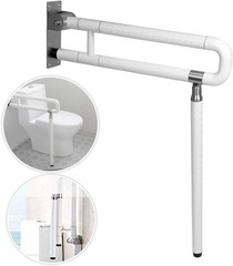 24″ Foldable Toilet Grab Bar Wall Mounted Floor Support Non-Slip Stainles