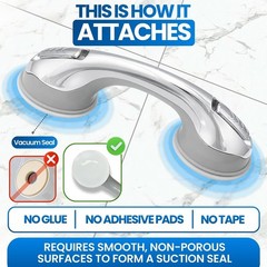 Changing Lifestyles Chrome Suction Cup Grab Bar – 12” Safety Assist Handle