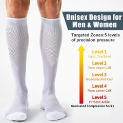 3 Pairs Compression Socks Stockings Womens Mens Knee High Medical 20-30 mmHG
