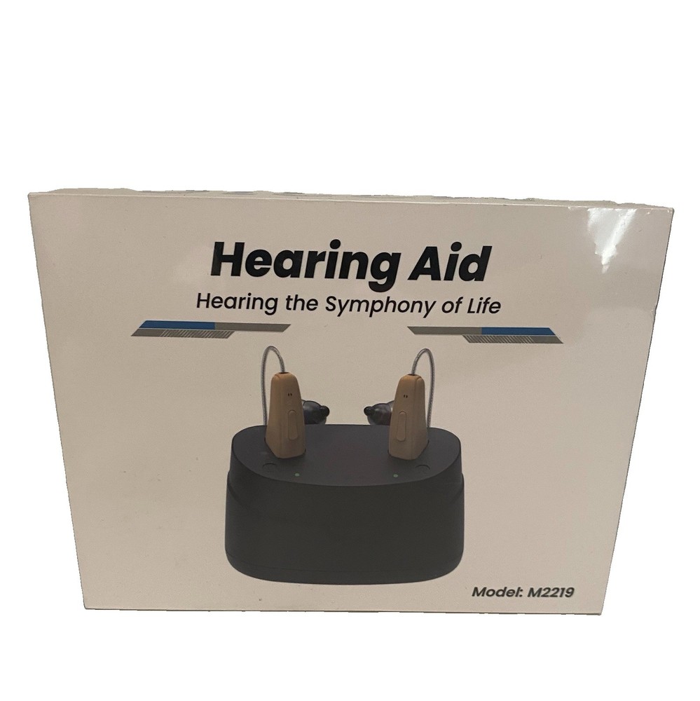 M2219 Rechargeable Hearing Aid -with Silicone Ear Pieces. NEW Sealed Box.