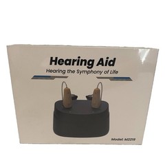 M2219 Rechargeable Hearing Aid -with Silicone Ear Pieces. NEW Sealed Box.