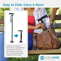HurryCane Freedom Edition Foldable Walking Cane with T Handle, Red/Magenta