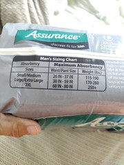 Assurance Men’s Underwear Large Extra Large 36 Count Gray