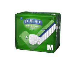 FitRight Adult Incontinence Briefs with Tabs, Extended Wear, Medium, 27″ to 4…