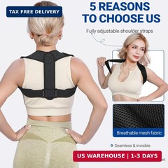 Posture Corrector for Women & Men – Adjustable Upper Back Brace Straightener Sui