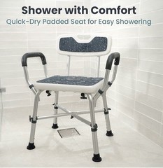 PELEGON Shower Chair for Elderly/Disabled, 450lb Capacity, Padded Seat, New