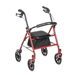 Drive Medical Durable 4-Wheel Rollator with 7.5″ Casters, Red