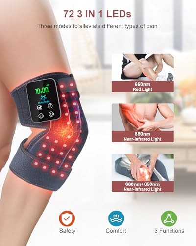 ASTAREXIN 72 LED RED LIGHT THERAPY KNEE BRACE 3000MAH RECHARGEABLE – BLACK