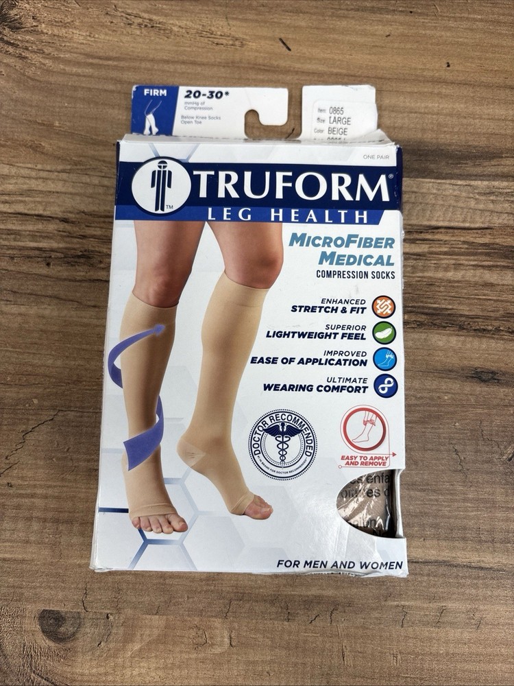 Truform 20-30 mmHg Compression Stockings Microfiber Knee High-MEDIUM(Beige) 9965