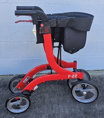Drive F-22 Rollator Walker GV974RD Handle Breaks Seat Pouch 300lb Capacity (Red)