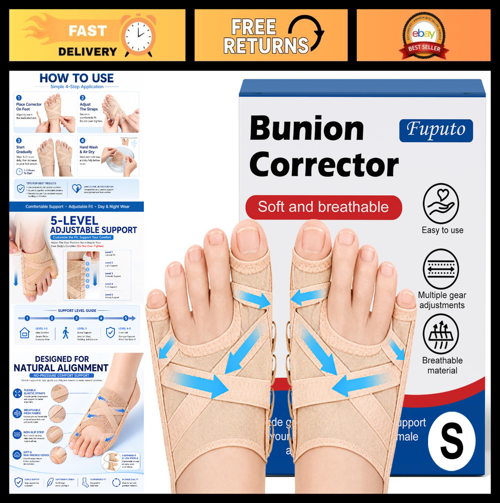 Adjustable Bunion Corrector Sleeve – Breathable Hallux Valgus Toe Straightener,
