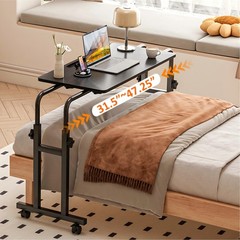 Lingmi Recliner Table Overbed Table Wheels Adjustable Height And Length Over