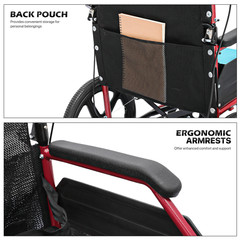 [FDA APPROVED]Lightweight Foldable Transport Wheelchair w/Handbrakes & Footrest