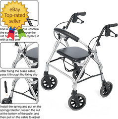 14Pcs Rollator Brake Cable Replacement Parts Walker Parts Rollator Brake Cable