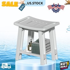 400 lbs Shower Chair with Anti Slip Feet HDPE Bath Seat for Adults Gray