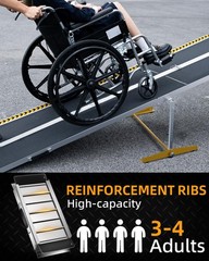 Wheelchair Ramp Seamless Non-Slip Aluminum Folding Loading Ramps for Home Steps