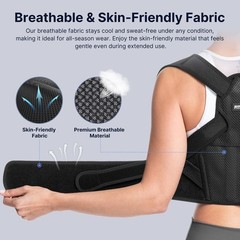 Fit Geno Posture Corrector for Women & Men: Adjustable Medium/Large, Black