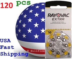 120 X A10 10 Size 10 PR70 Rayovac Extra Card 1.5V Zinc Air Hearing Aid Battery