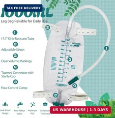 5-Pack 1000ml Leg Bag Urinary Drainage Bags with Adjustable Straps, Leak-Resista