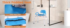 Sliding Shower Chair Tub Transfer Bench with 360° Swivel Seat Adult Elderly NEW