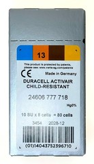 Duracell Activair Hearing Aid Batteries: Size 13 (80 Batteries)