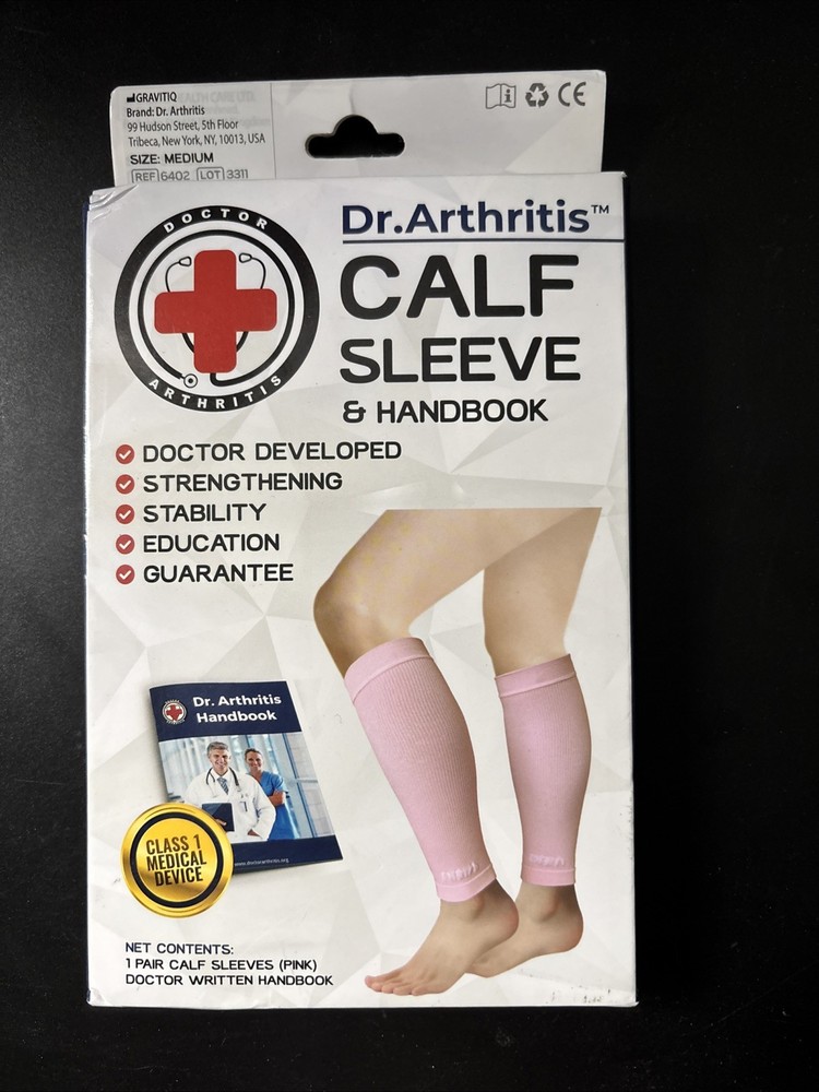 Dr. Arthritis Calf Sleeve & Handbook Medium Pink 1 Pair