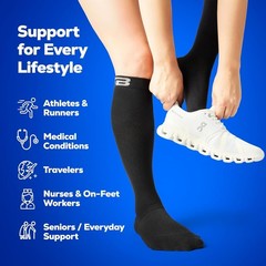 SB SOX Compression Socks SMALL 20-30mmHg Solid Black Best Compression Socks