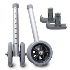 Heavy Duty Bariatric 5″ Walker Wheel Kit with Universal Flexfit Universal Ski Gl