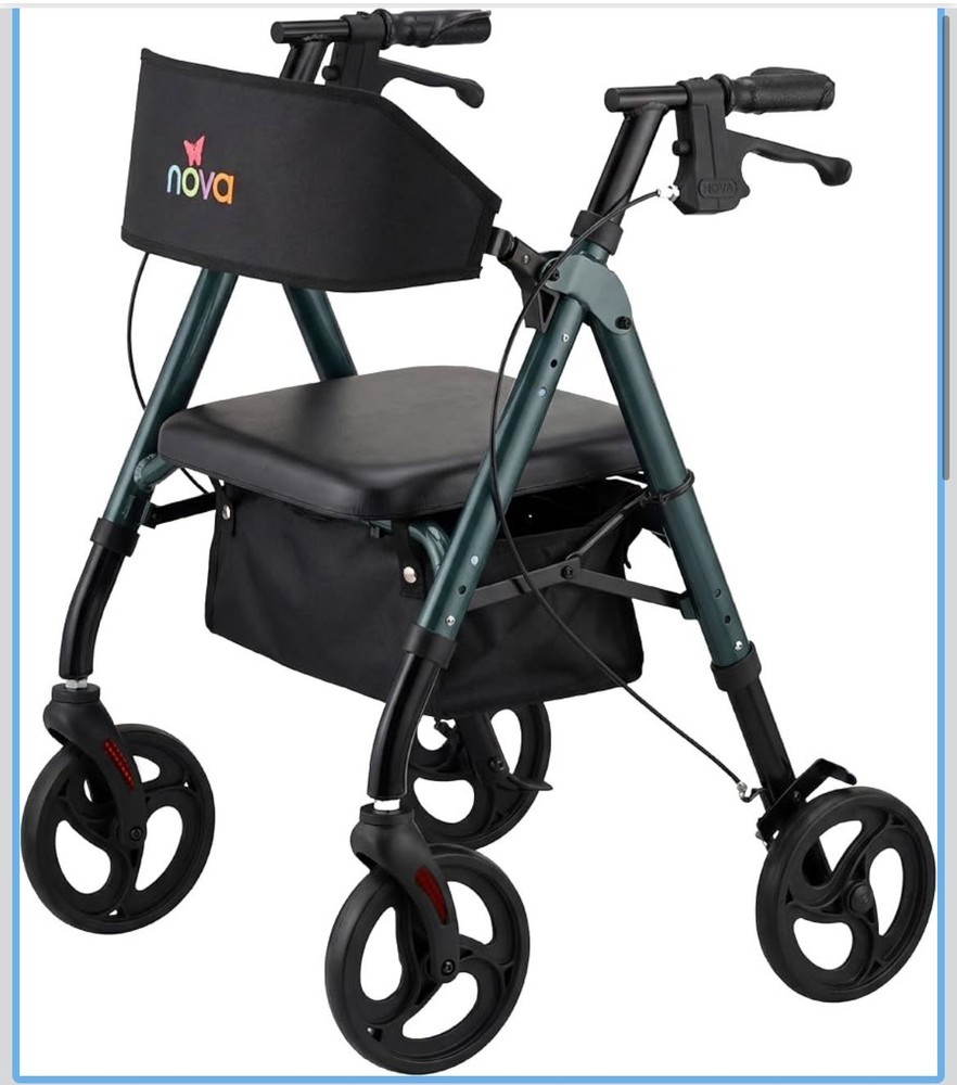 NOVA Star 8 Petite Foldable Rollator Walker for Adults (4’10” – 5’4”), 300 lb