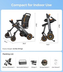 Foldable Electric Wheelchair Intelligent Powerchair Rollator 300lbs – OPEN BOX