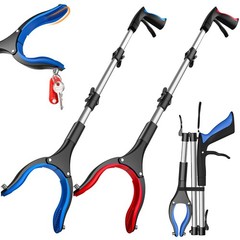 2 Pack 36 Inch Grabber Reacher Tool for Seniors, Foldable Blue+red(36 Inch)
