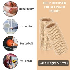 30 Pcs Finger Sleeves Breathable Elastic Thumb Compression Basketball Baseball