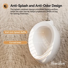 Hanikes UR-480 Round High-Efficiency Urinal, 0.125 GPF, Top Spud, White