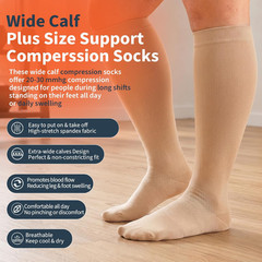 4 Pairs Plus Size Compression Socks for Women & Men, Extra Wide Calf 20-30 mm…