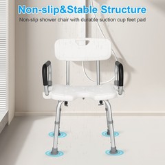 Adjustable Shower Chair with Flip Up Arms Heavy Duty Bath Seat Supports 397 lbs
