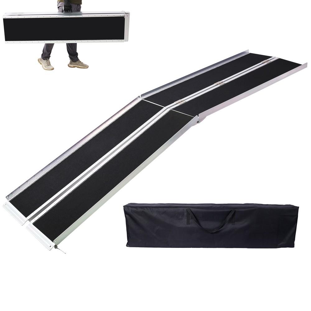 10FT Telescopic Wheelchair Ramp Threshold Ramp Access Ramps Aluminum Entry Ramp