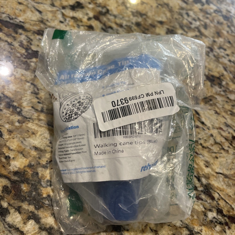 Rehand Cane Tips, 3/4 Inch All Terrain Tip for Cane & Crutch Blue