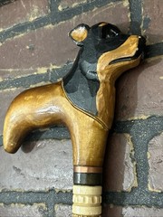 Rottweiler Walking stick Wood dog Hand carved handle Handmade wooden cane