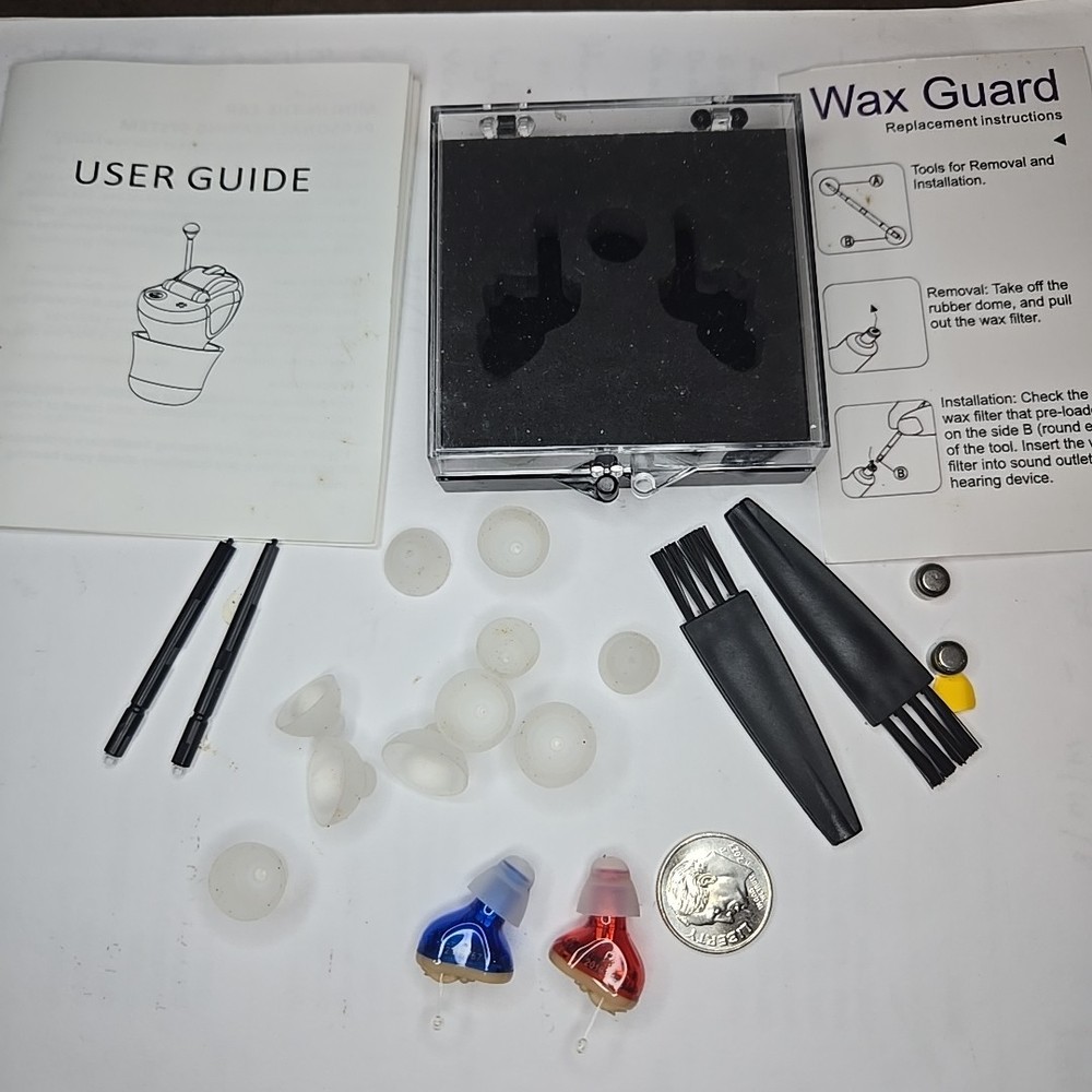 TWO MINI IN EAR CIC HEARING AMPLIFIER LEFT/RIGHT EAR 3 SMART PROGRAMS TESTED