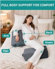 Positioning Wedge Pillow Set, 3-Piece Bed Wedge and Body Positioner for Grey