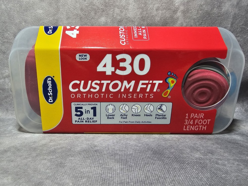 Dr. Scholl’s 430 5-in-1 Custom Fit Orthotic Inserts 1 Pair 3/4 Foot Length New