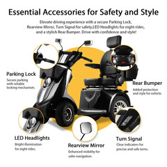 Heavy Duty 4 Wheel Mobility Scooters for Seniors 1000W 40 Miles 500 lb Capacity