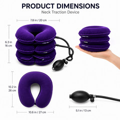 Cervical Neck Traction Device – Inflatable Purple Velvet Support Collar