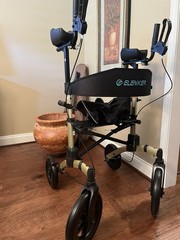ELENKER Upright Rollator Walker 4-Wheel w/ Seat, Forearm Supports, Black
