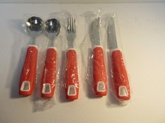 Special Supplies Adaptive Utensils Stainless Steel Knife Fork Spoon 5 PC Set Red