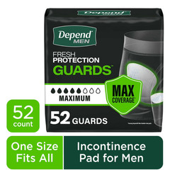 52 Count New Depend Guards Incontinence Pads for Men, Maximum Absorbency