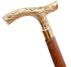 Vintage Brass Walking Stick – Handmade Wooden Cane with Solid Brass Handle – Ant