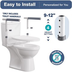 Toilet Safety Rails for Seniors, Height Adjustable Toilet Safety Frame Grab B…