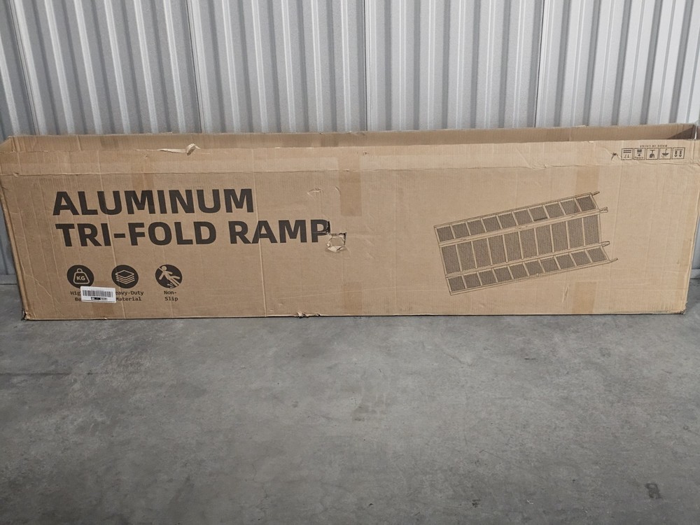 Aluminum Tri-Fold Multi-Fold Ramp 1500 lb Silver Anti-Slip Portable Heavy