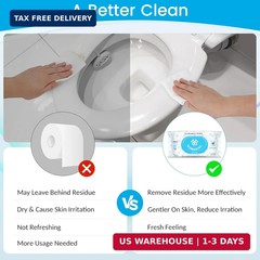 Flushable Wet Wipes for Adults & Kids, Unscented, Plant-Based, Septic Safe, 3-Pa